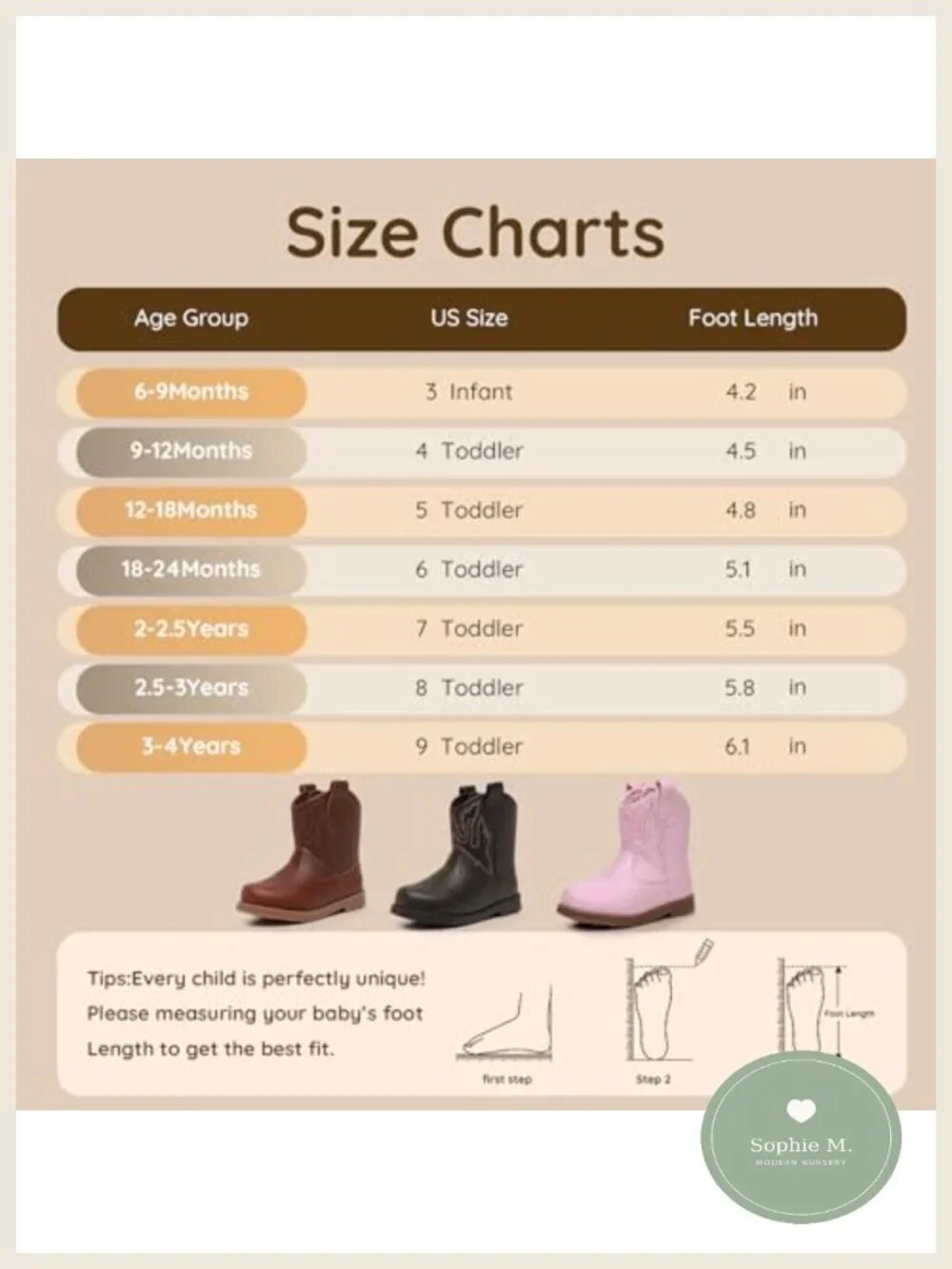 Toddler Cowboy Boots Boys Girls Western Hook & Loop Non-Slip Infant